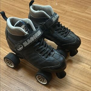 Magnum Black and White Roller Skates